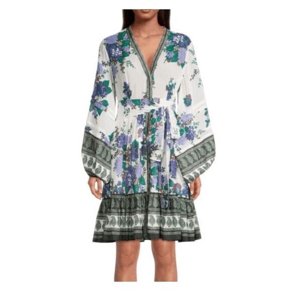 Kobi Halperin Maddie Floral Balloon-Sleeve Mini Dress Women's Size Medium - Picture 1 of 6